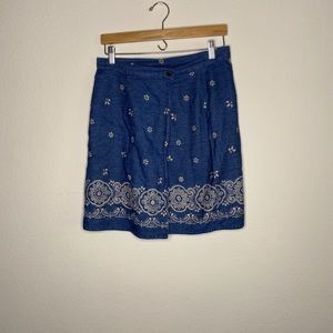 Vintage Midi Jean Skort w Paisley Design